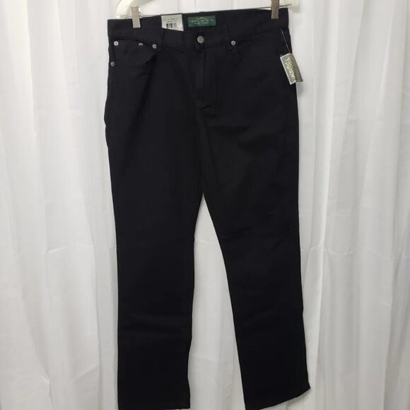 NWT Lauren Ralph Lauren Manhattan Black Classic Straight Leg Jean Size 10P - Picture 11 of 12